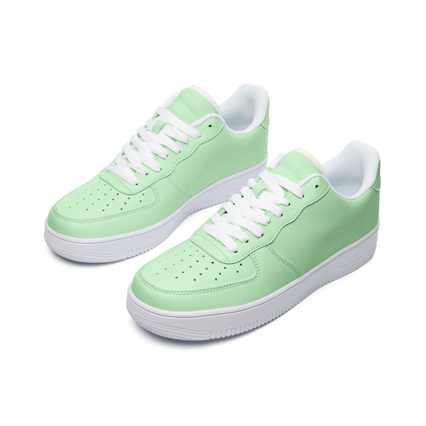 Unisex Light Green Low Top Leather Sneakers