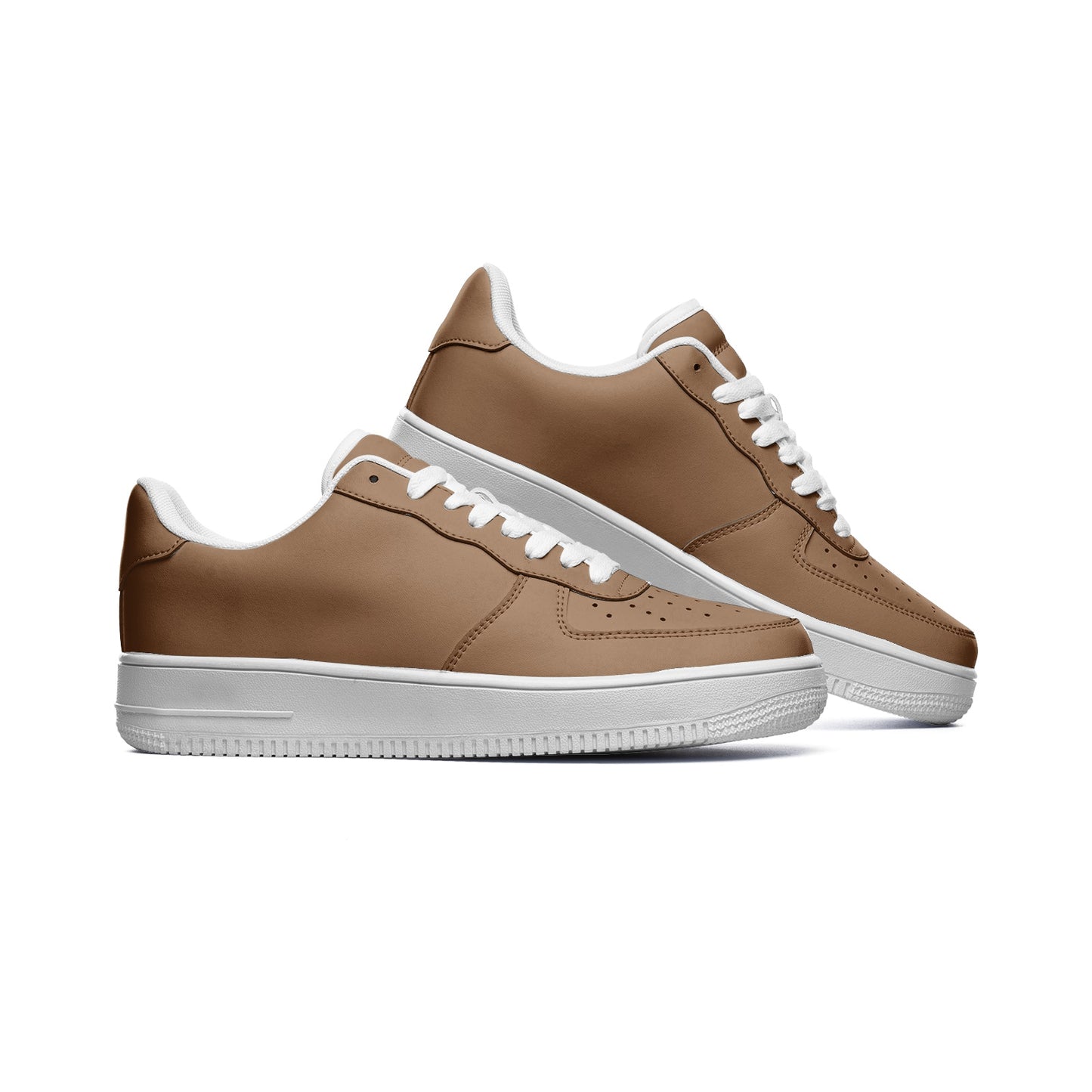 Brown Unisex Low Top Leather Sneakers