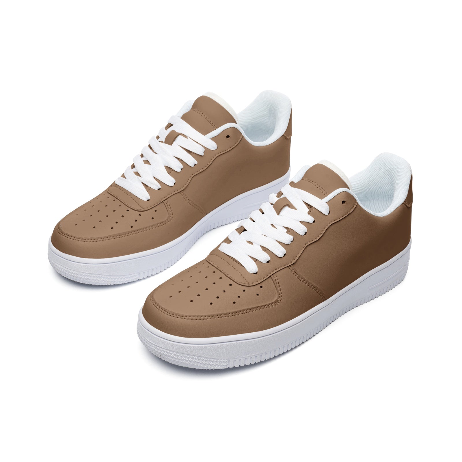 Brown Unisex Low Top Leather Sneakers