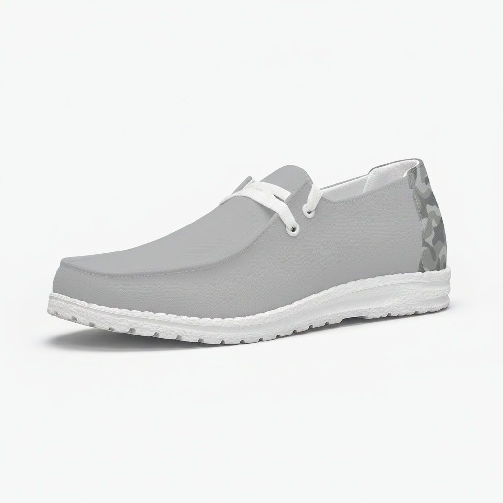 Gray Camo Trendy Canvas Lace-up Loafers