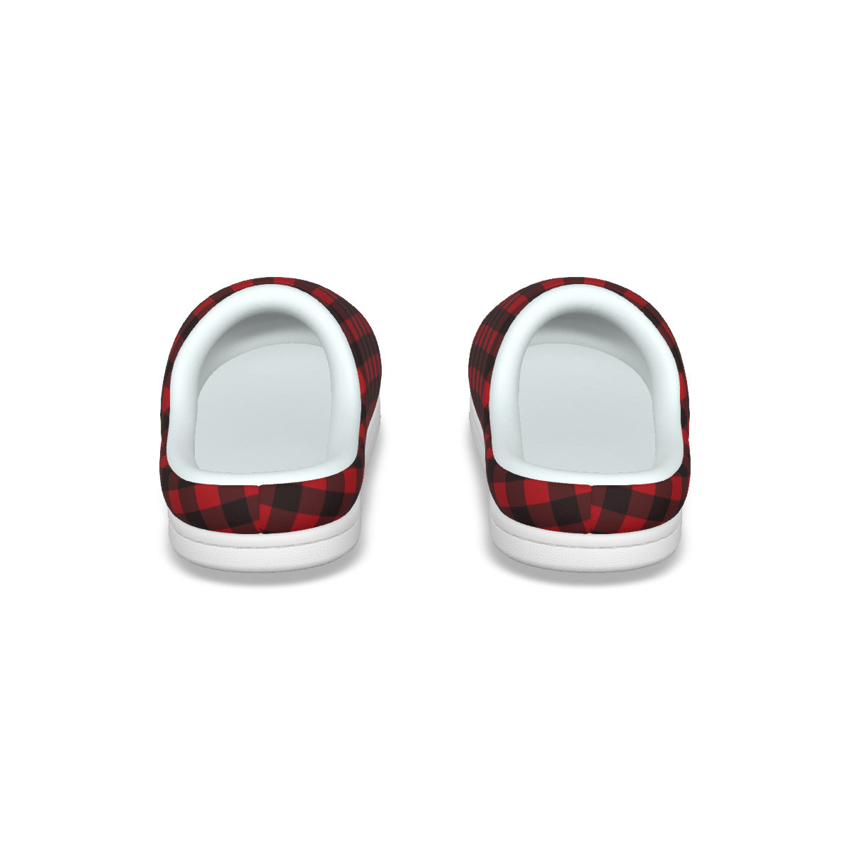 Red and Black Plaid Men's Plush Slippers