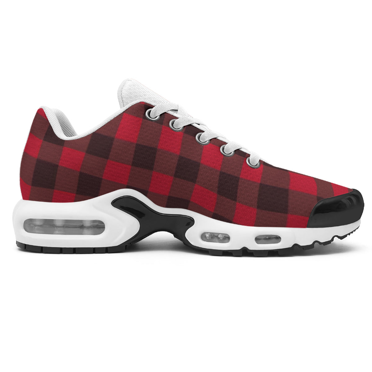 Men's Air Cushion Black and Red Plaid  Sports Shoes