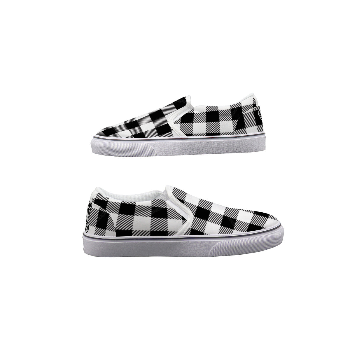 Men's Slip On Sneakers Trending Black and White Plaid