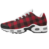 Men's Air Cushion Black and Red Plaid  Sports Shoes