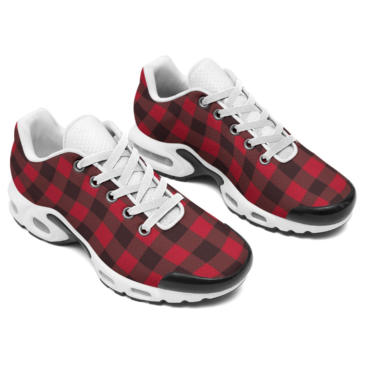 Men's Air Cushion Black and Red Plaid  Sports Shoes
