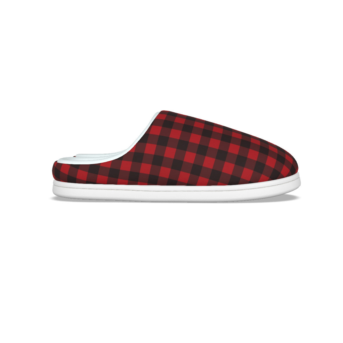 Red and Black Plaid Men's Plush Slippers