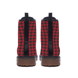 Red and Black Plaid Men's Martin Short Boots