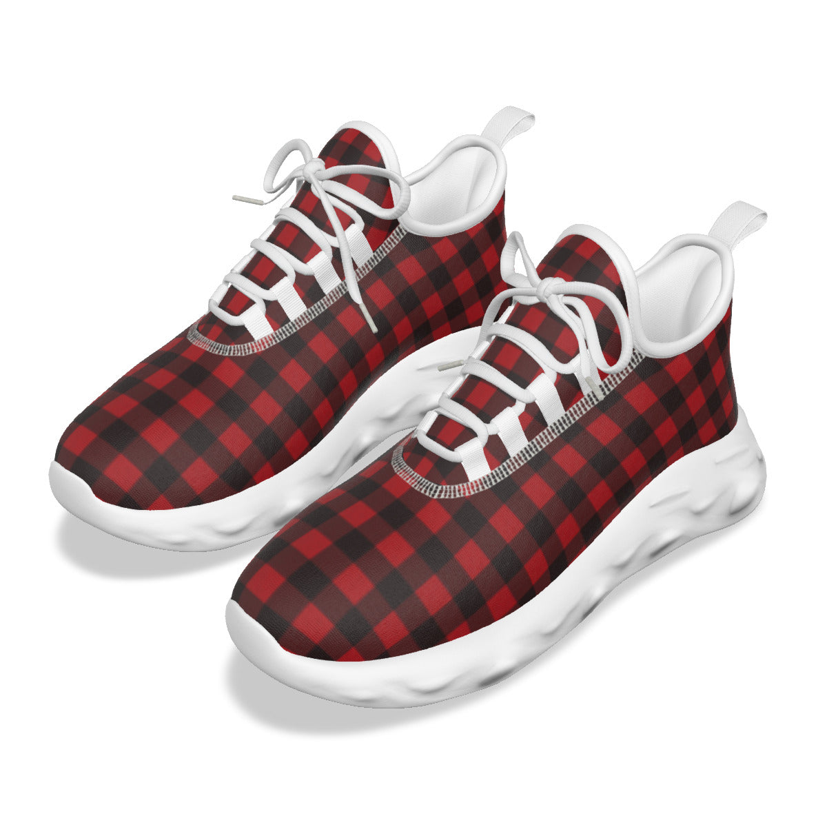 Red and Black Checked Men's Light Sports Shoes