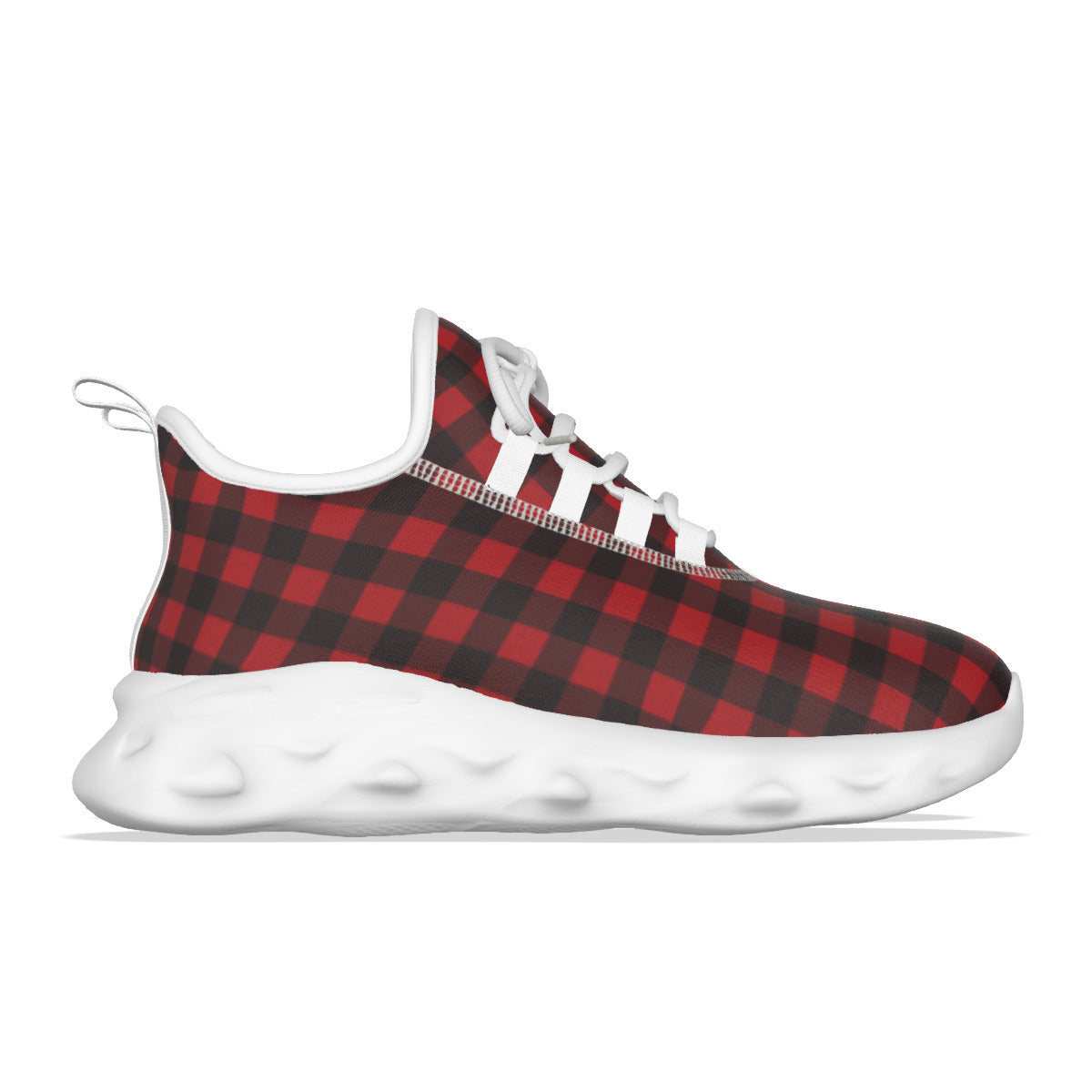 Red and Black Checked Men's Light Sports Shoes