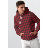 Red and black plaid Men's Thicken Pullover Hoodie