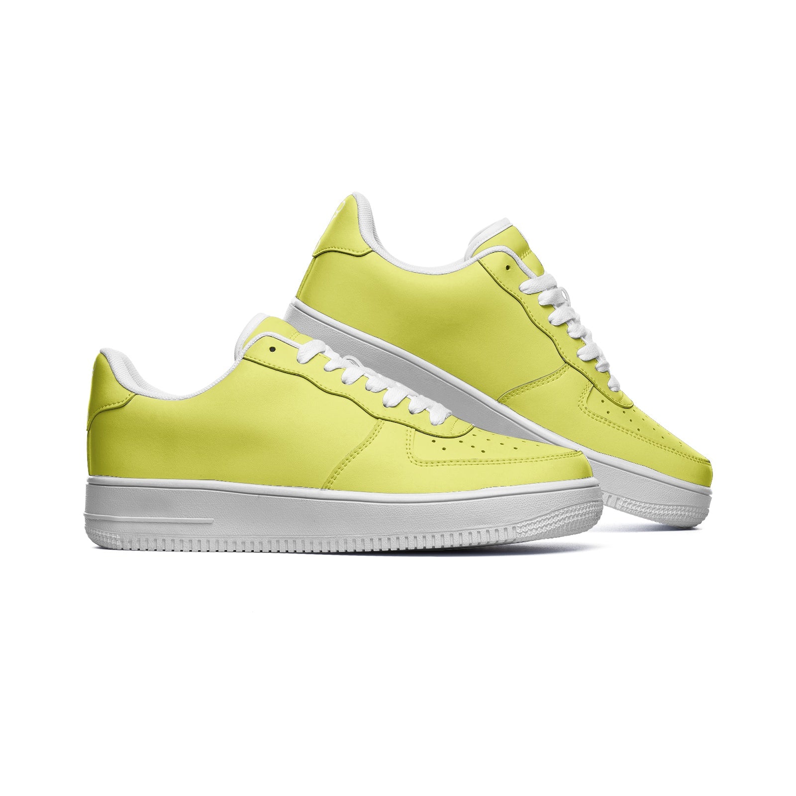 Unisex Neon Yellow Low Top Leather Sneakers