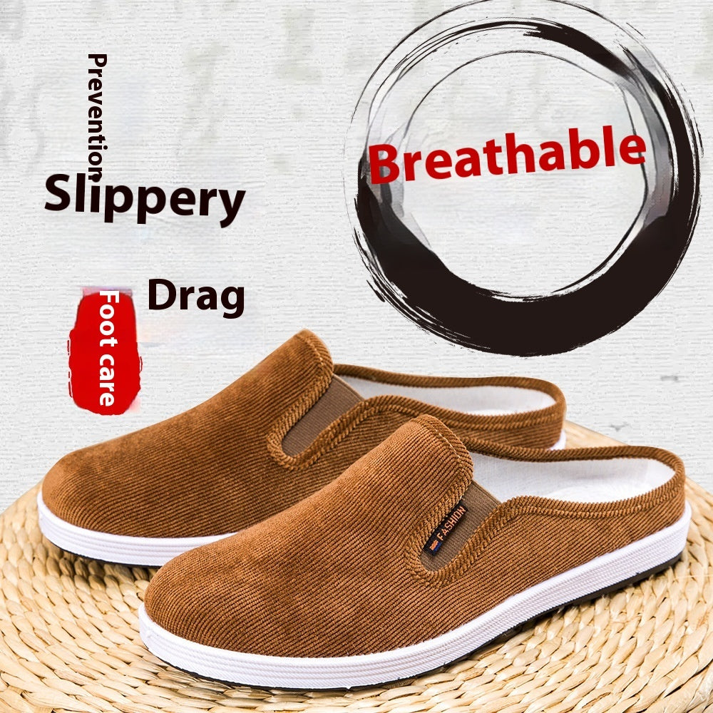 Casual Breathable All-match Sneakers Slip-on Heel-free Half Support Non-slip Men's Shoes