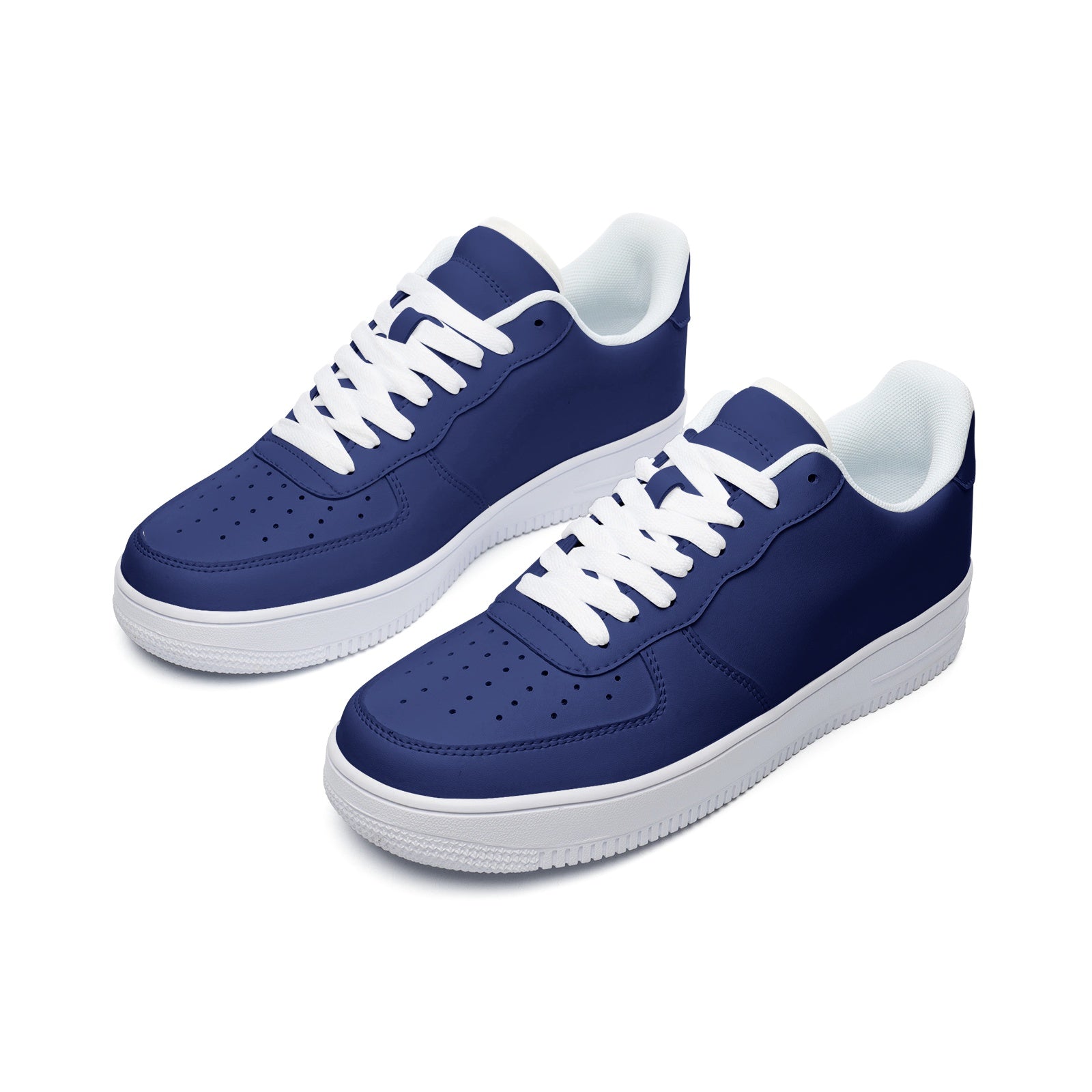 Navy Blue Unisex Low Top Leather Sneakers