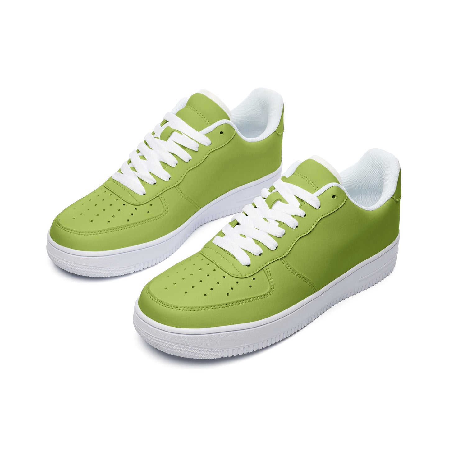 Chartreuse Green Unisex Low Top Leather Sneakers