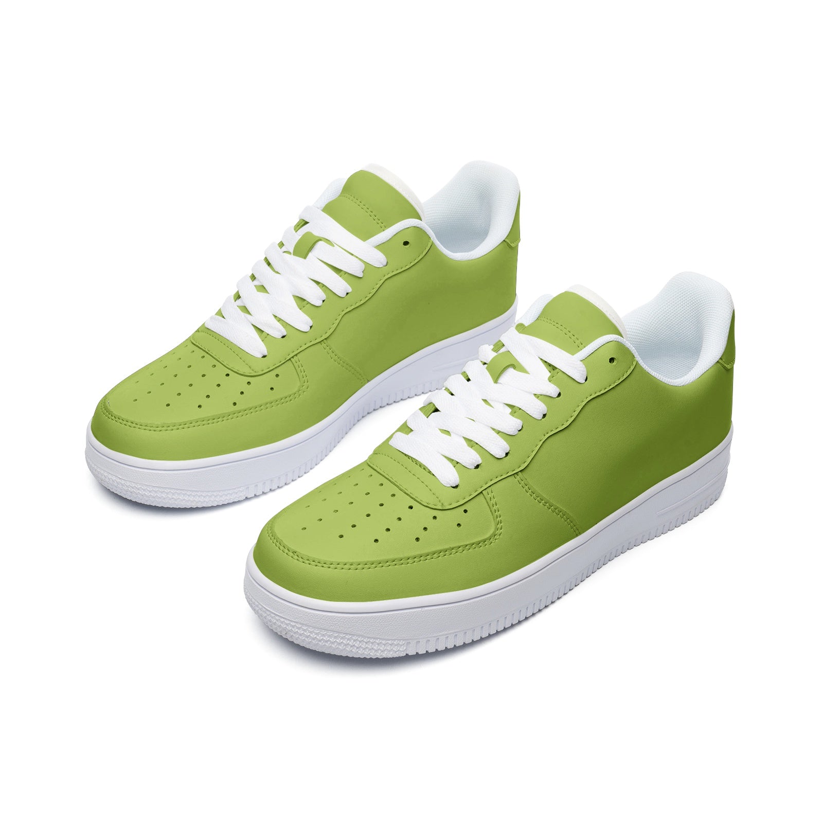 Chartreuse Green Unisex Low Top Leather Sneakers