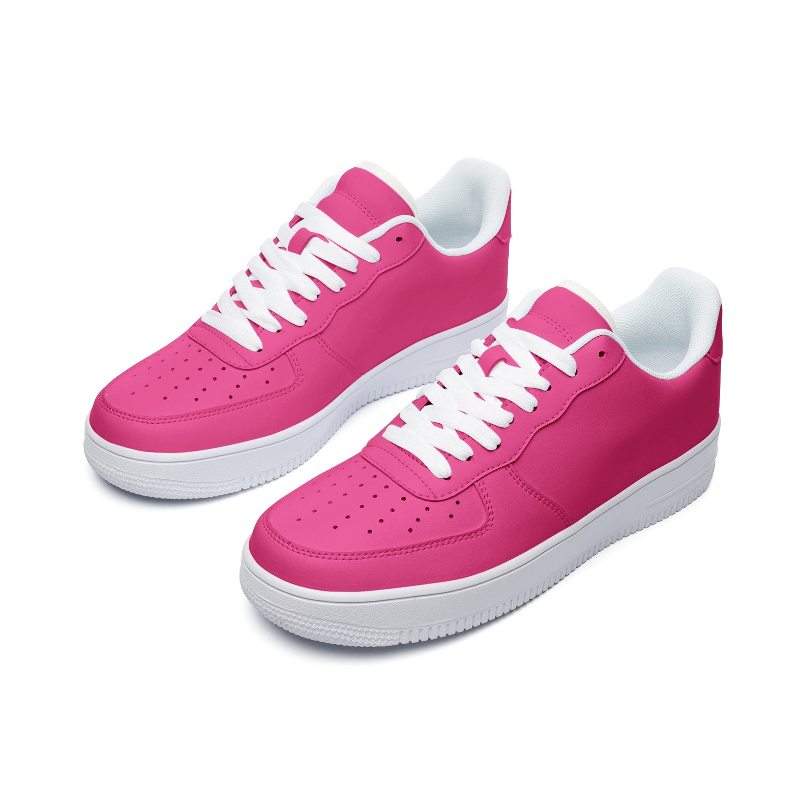 Unisex Hot Pink Low Top Leather Sneakers
