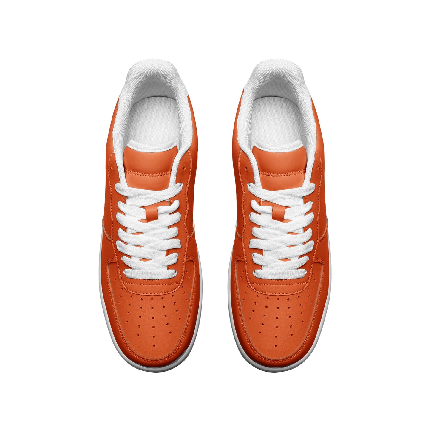 Unisex Orange Low Top Leather Sneakers