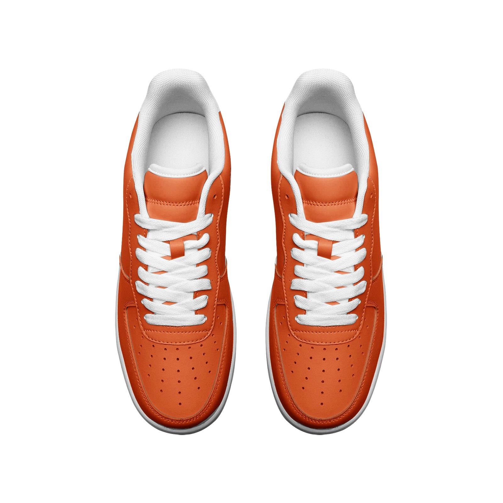 Unisex Orange Low Top Leather Sneakers