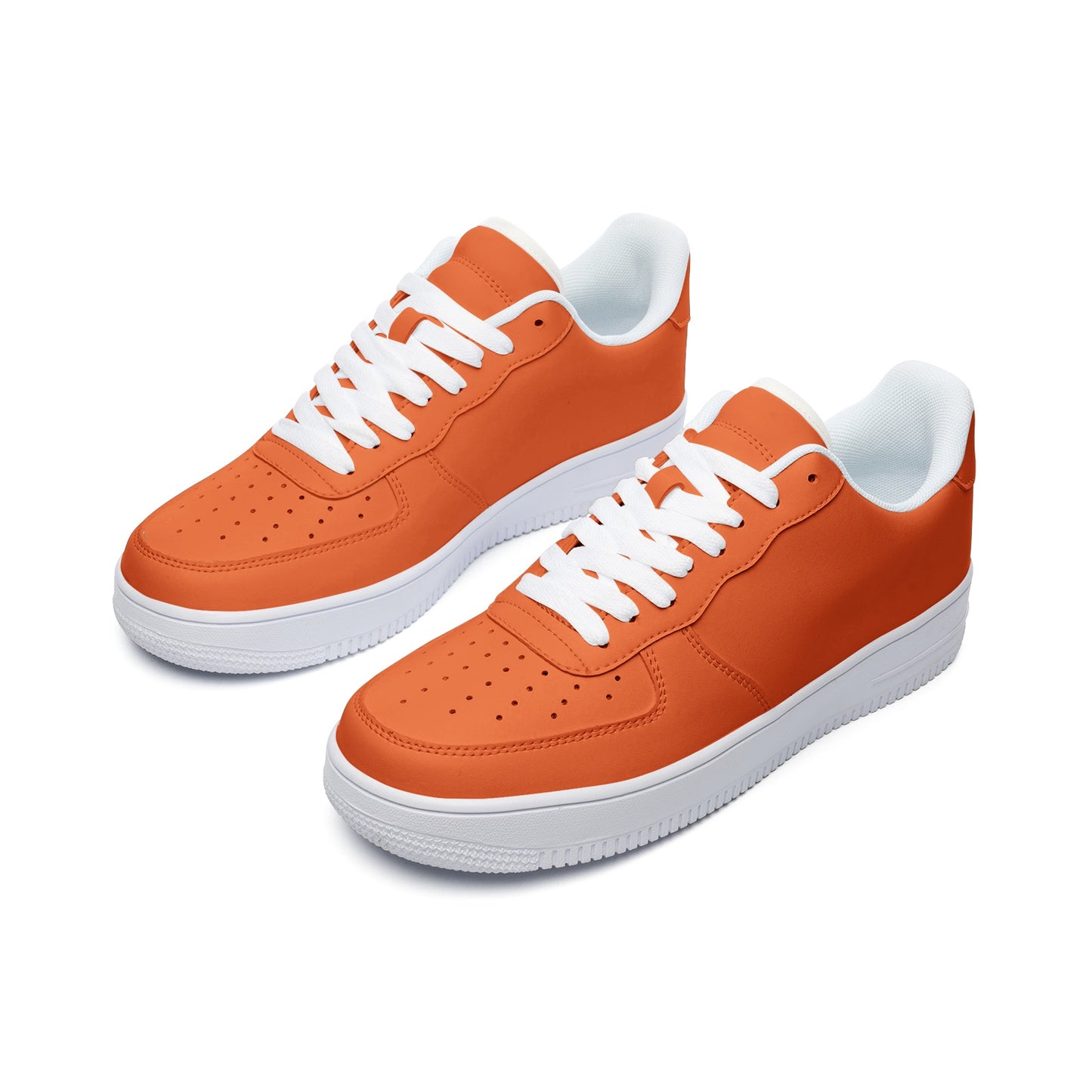 Unisex Orange Low Top Leather Sneakers