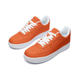 Unisex Orange Low Top Leather Sneakers