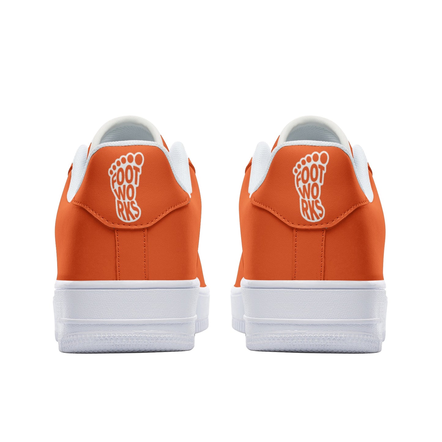 Unisex Orange Low Top Leather Sneakers