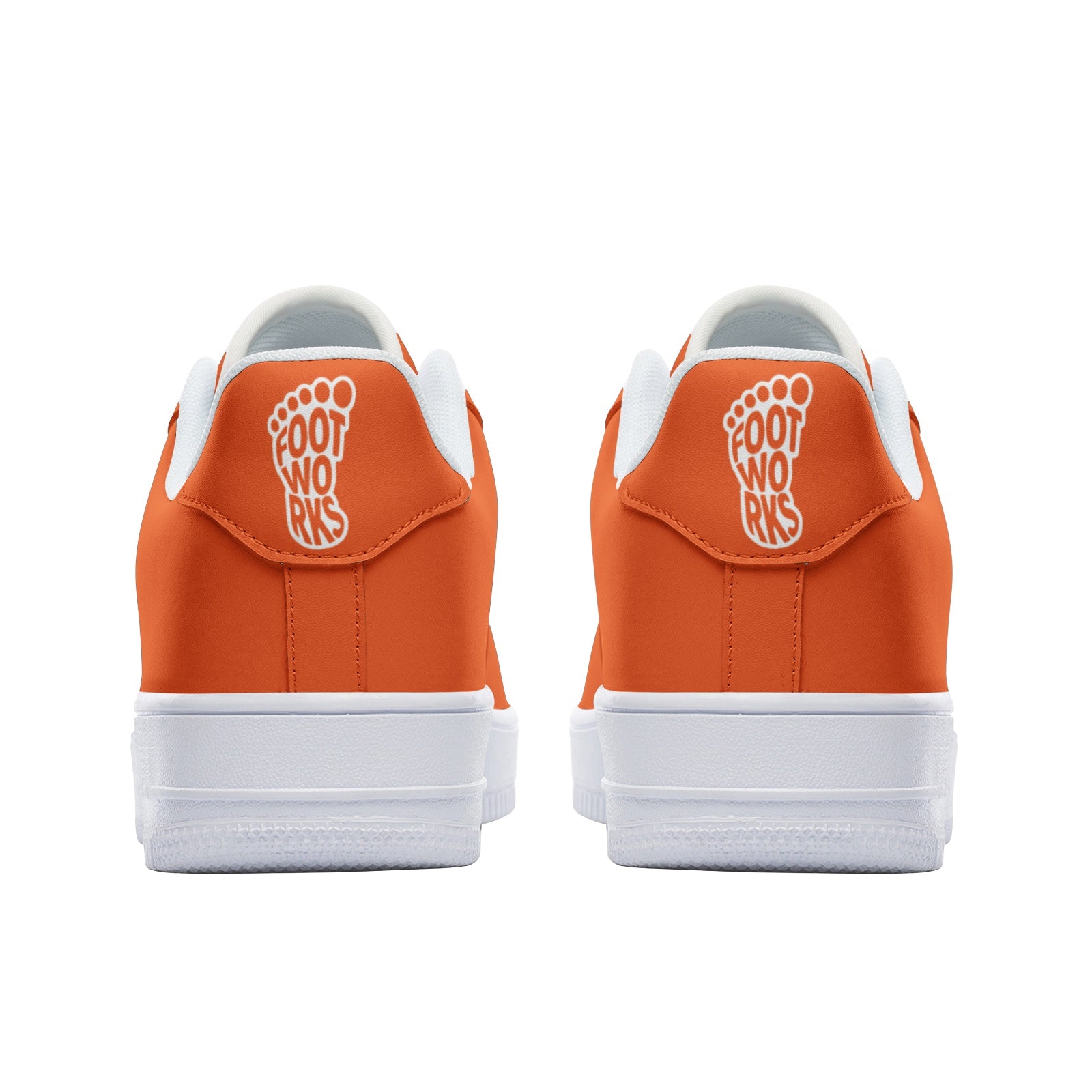 Unisex Orange Low Top Leather Sneakers