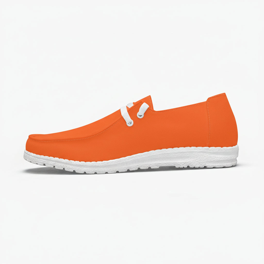 Orange Trendy Canvas Lace-up Loafers