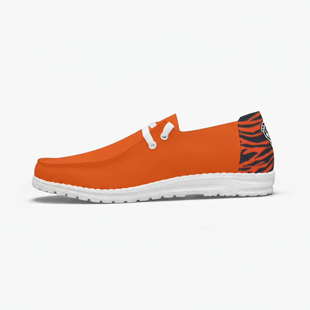 Orange Trendy Canvas Lace-up Loafers