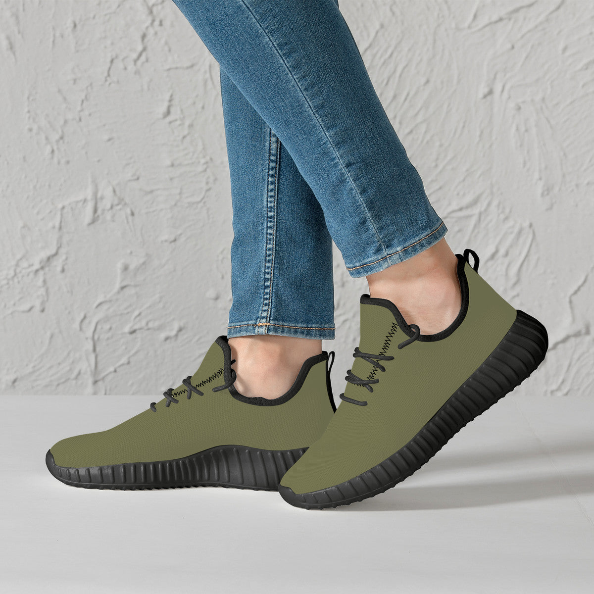 Olive Green Mesh Knit Sneakers