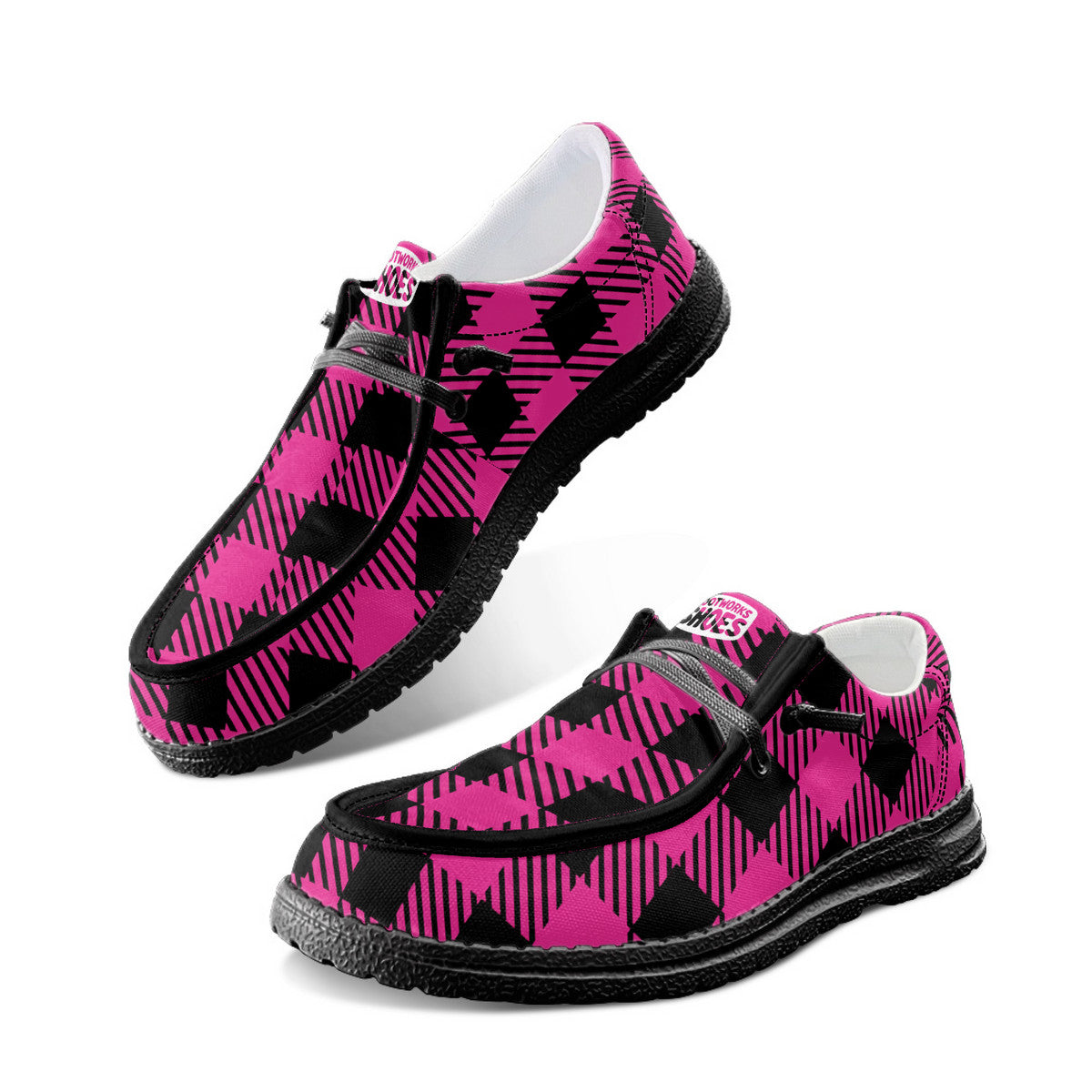 Pink Buffalo Check Unisex Canvas Loafers