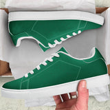 Green  Low-Top Synthetic Leather Sneakers -