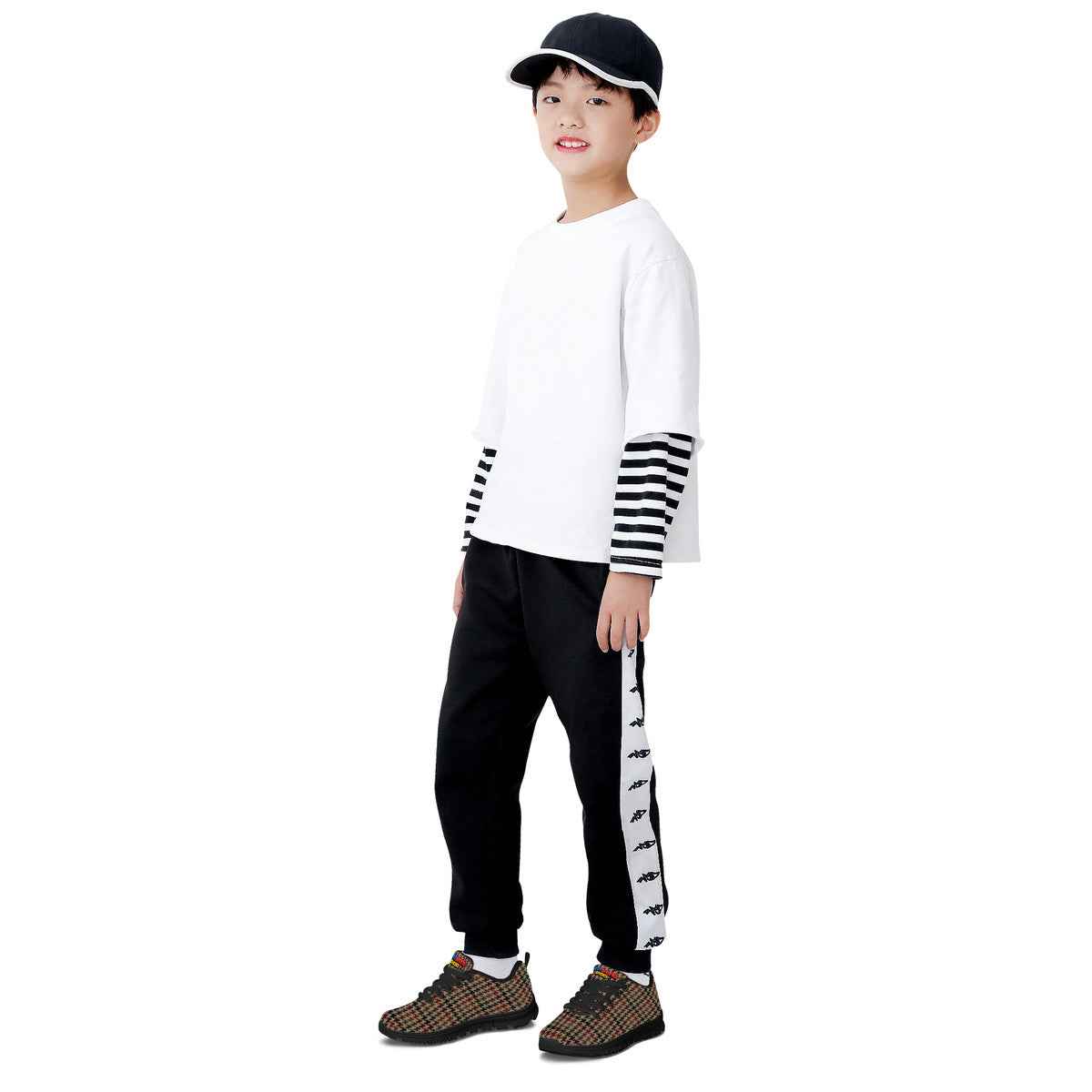 Kids Brown Pattern Sneakers