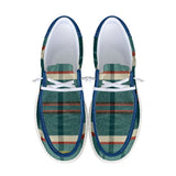 Unisex Teal Plaid Pattern Canvas Loafers