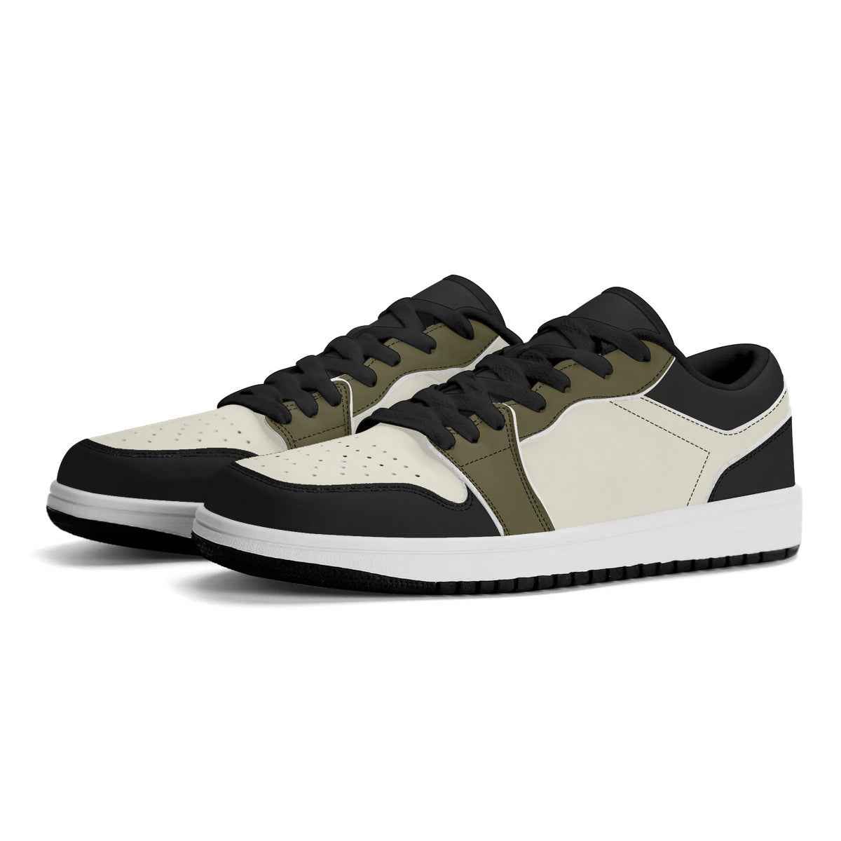 Unisex  Brown and Tan Synthetic Leather Low Top Sneakers