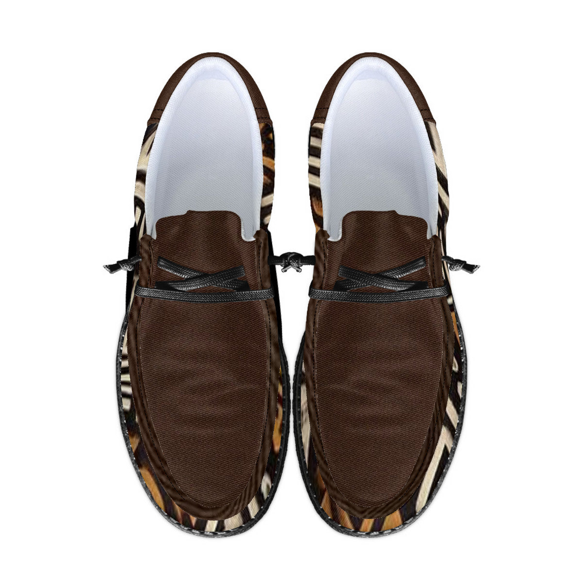 Unisex Brown Tribal Pattern Canvas Loafers
