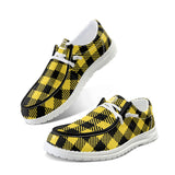 Yellow Unisex Plaid Canvas Loafers