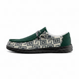 Green and geopattern Canvas Loafers