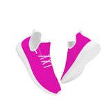 Hot Pink Lightweight Mesh Knit Sneaker - White