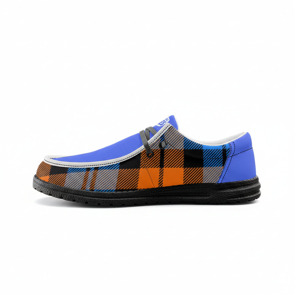 Blue plaid Unisex Canvas Loafers