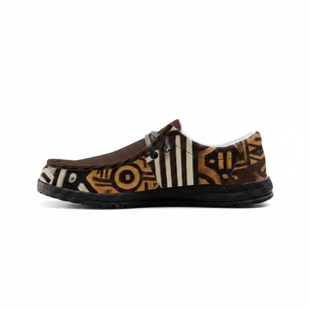 Unisex Brown Tribal Pattern Canvas Loafers