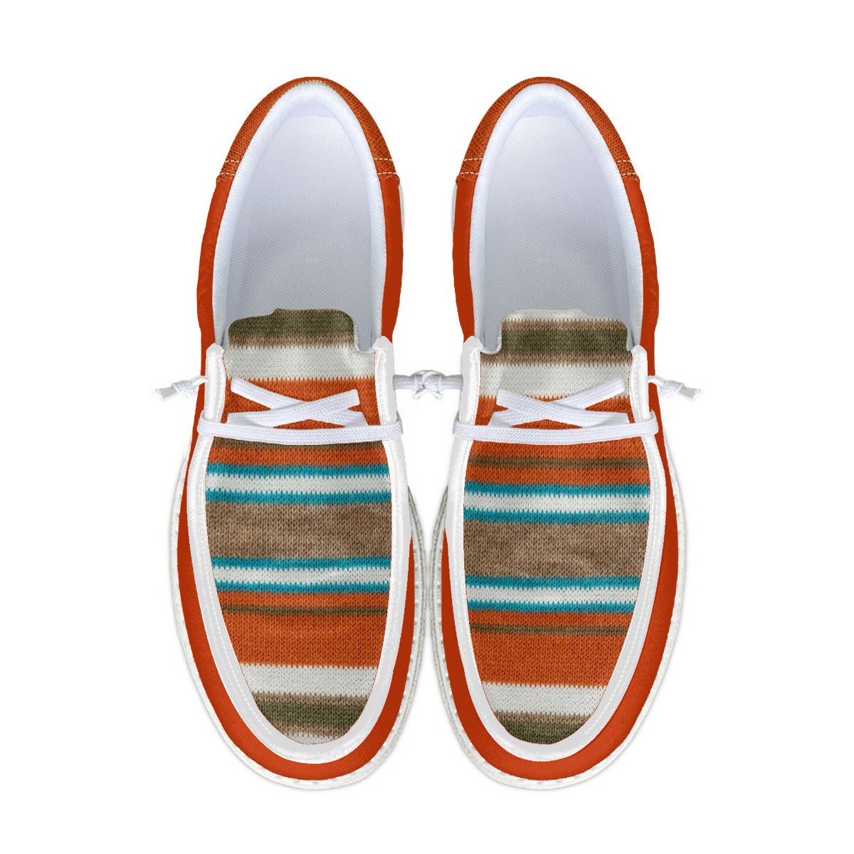 Unisex Orange Striped Pattern Canvas Loafers