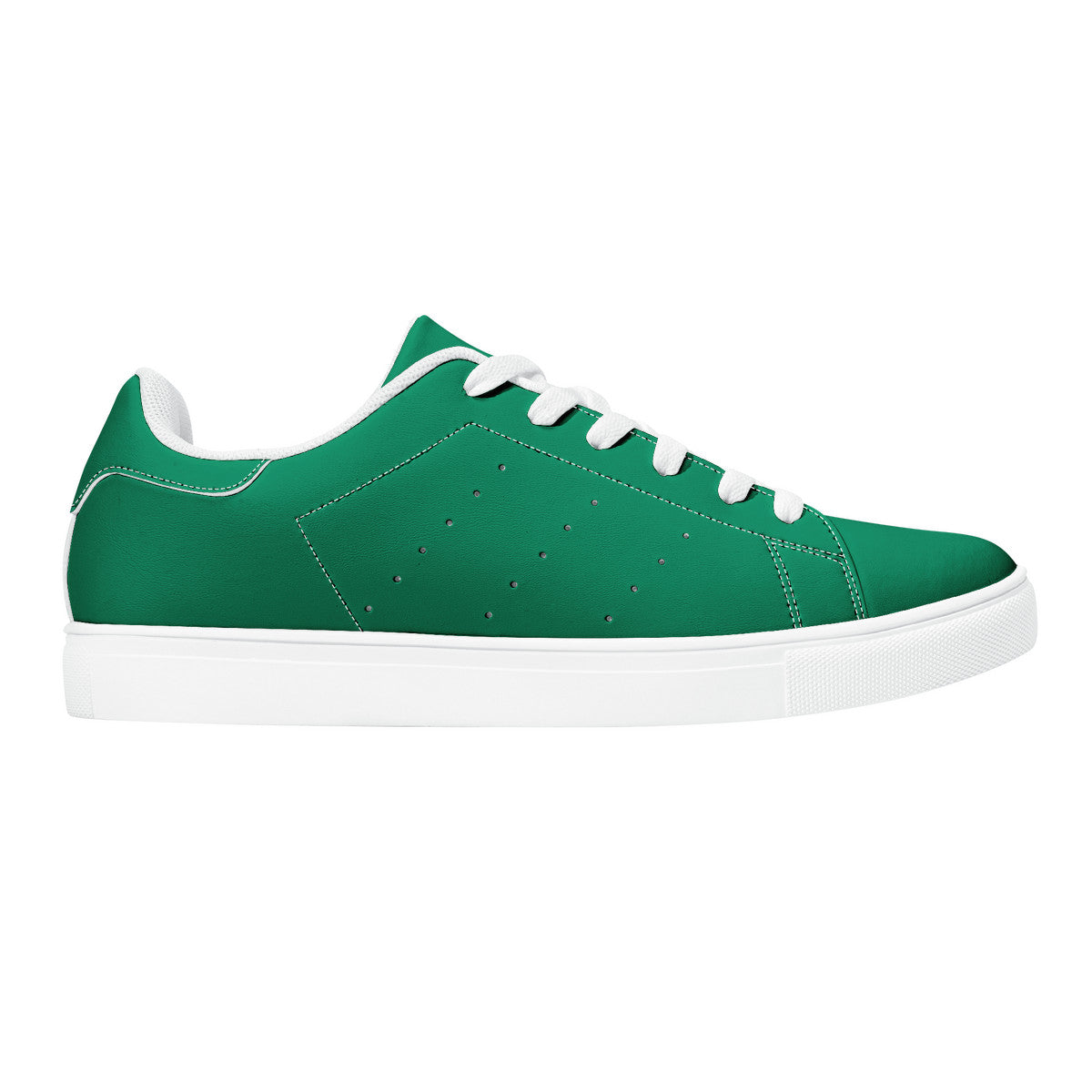 Green  Low-Top Synthetic Leather Sneakers -