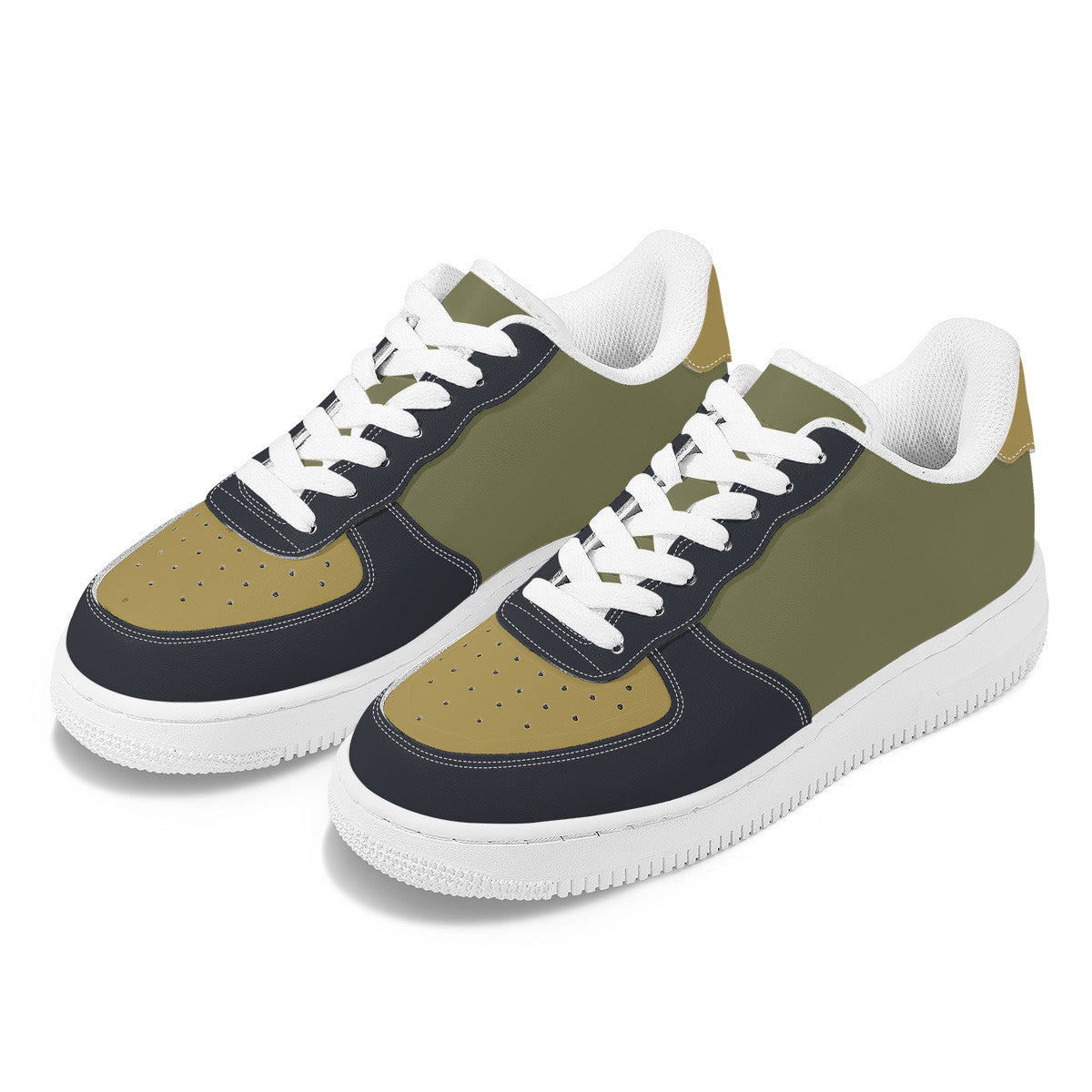 Olive Green Military Unisex Microfiber Sneakers