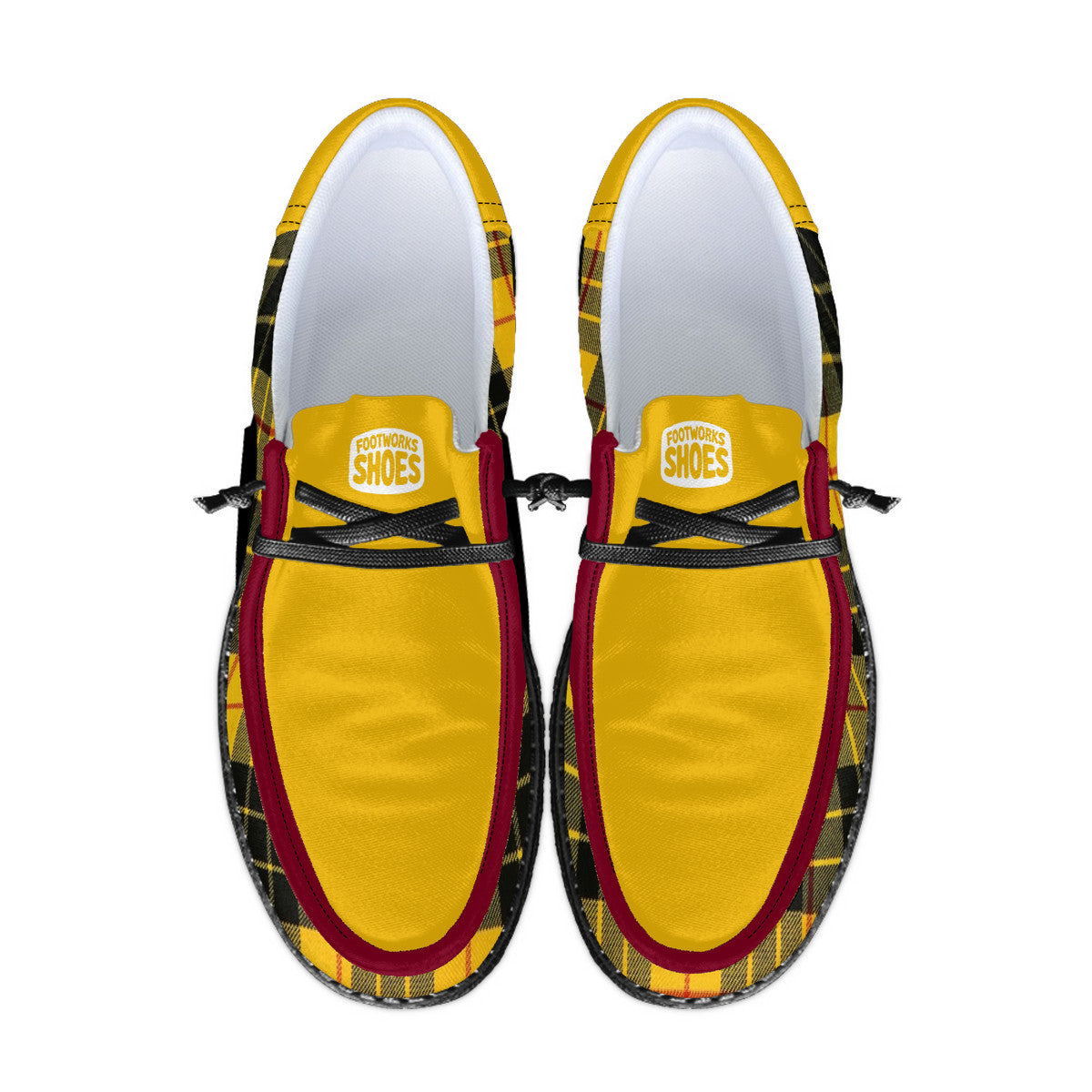 Yellow Plaid Unisex Canvas Loafers