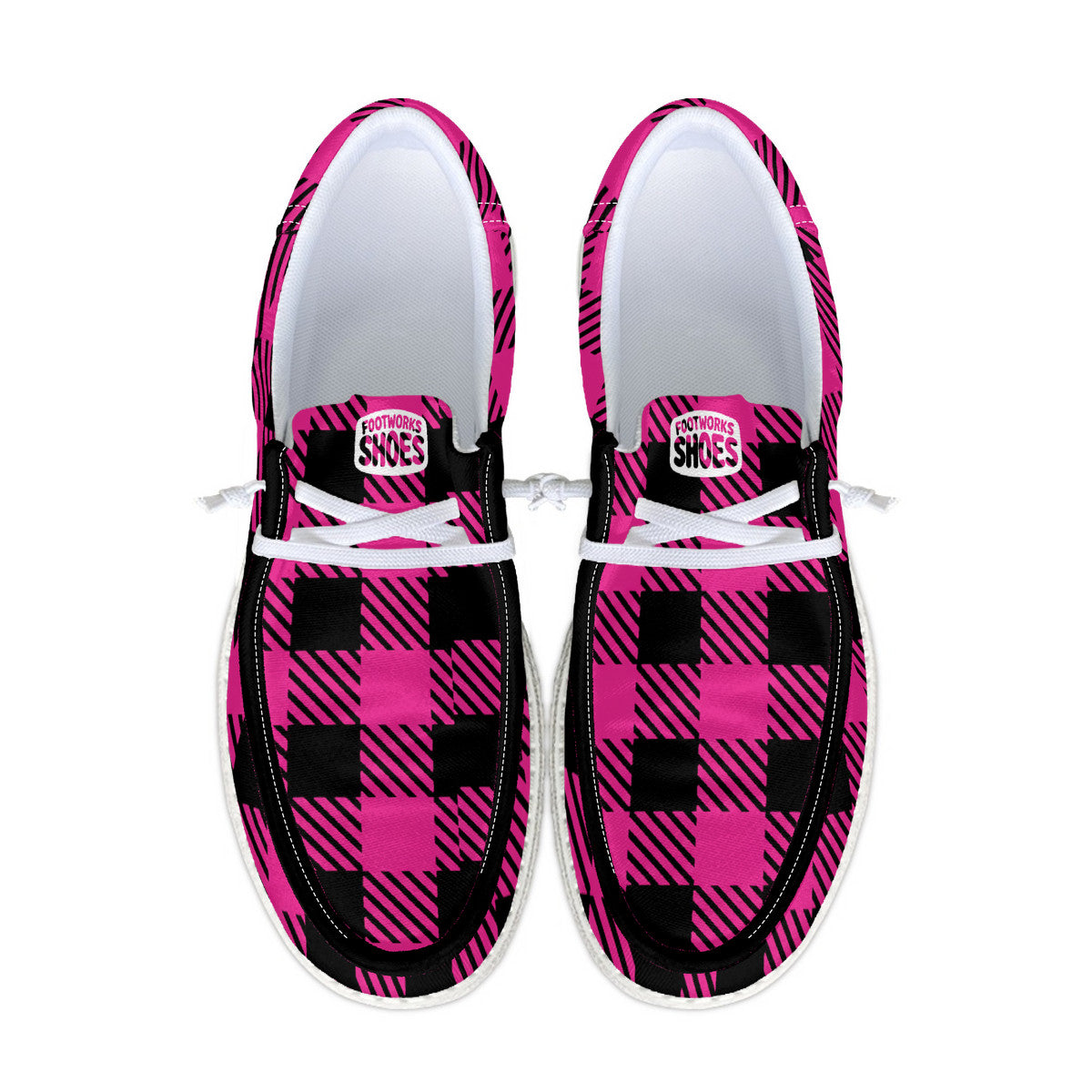 Pink Buffalo Check Unisex Canvas Loafers