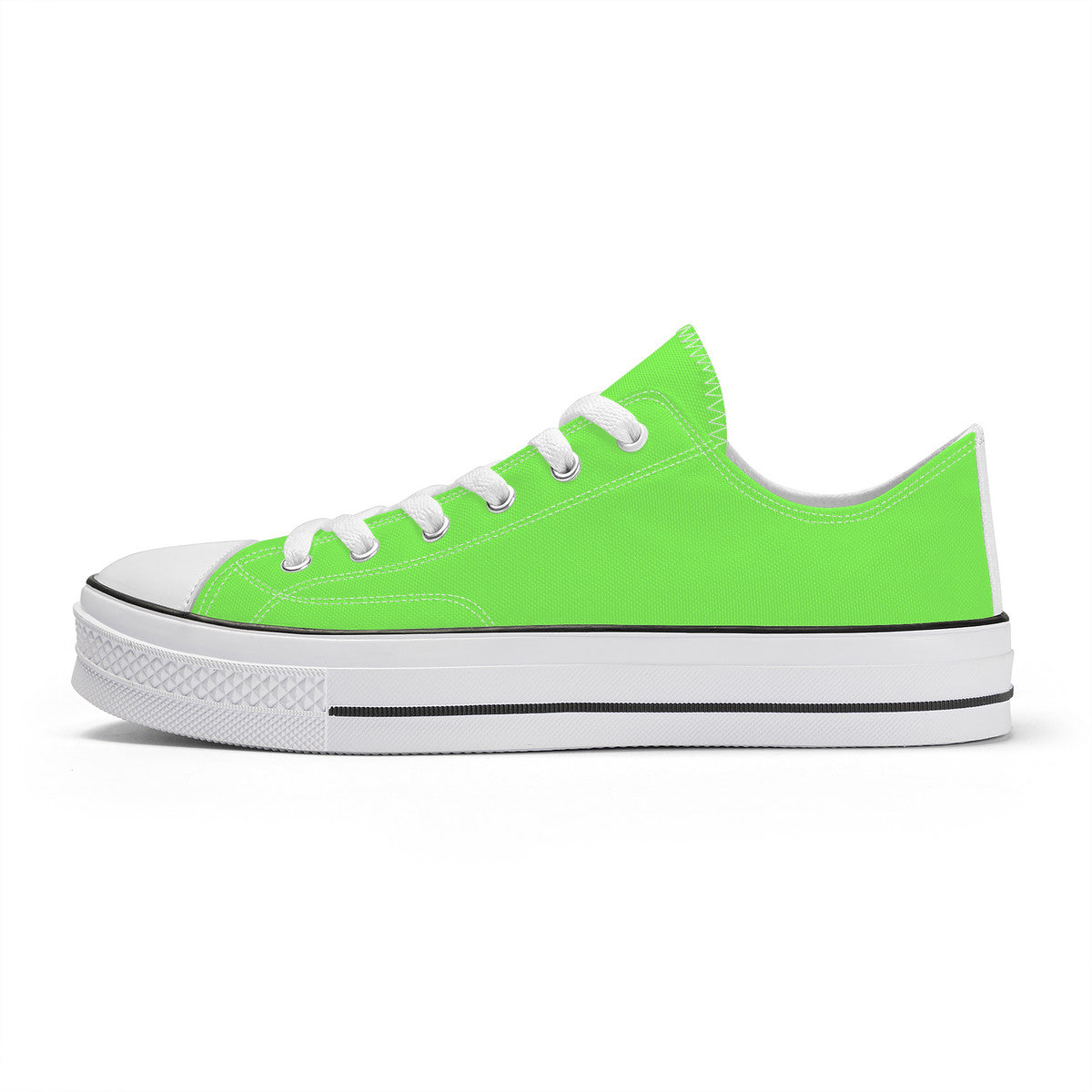 Neon green Unisex Classic Low Top Canvas Shoes - White