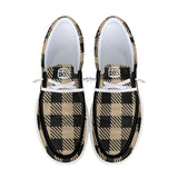 Unisex Tan Plaid Canvas Loafers
