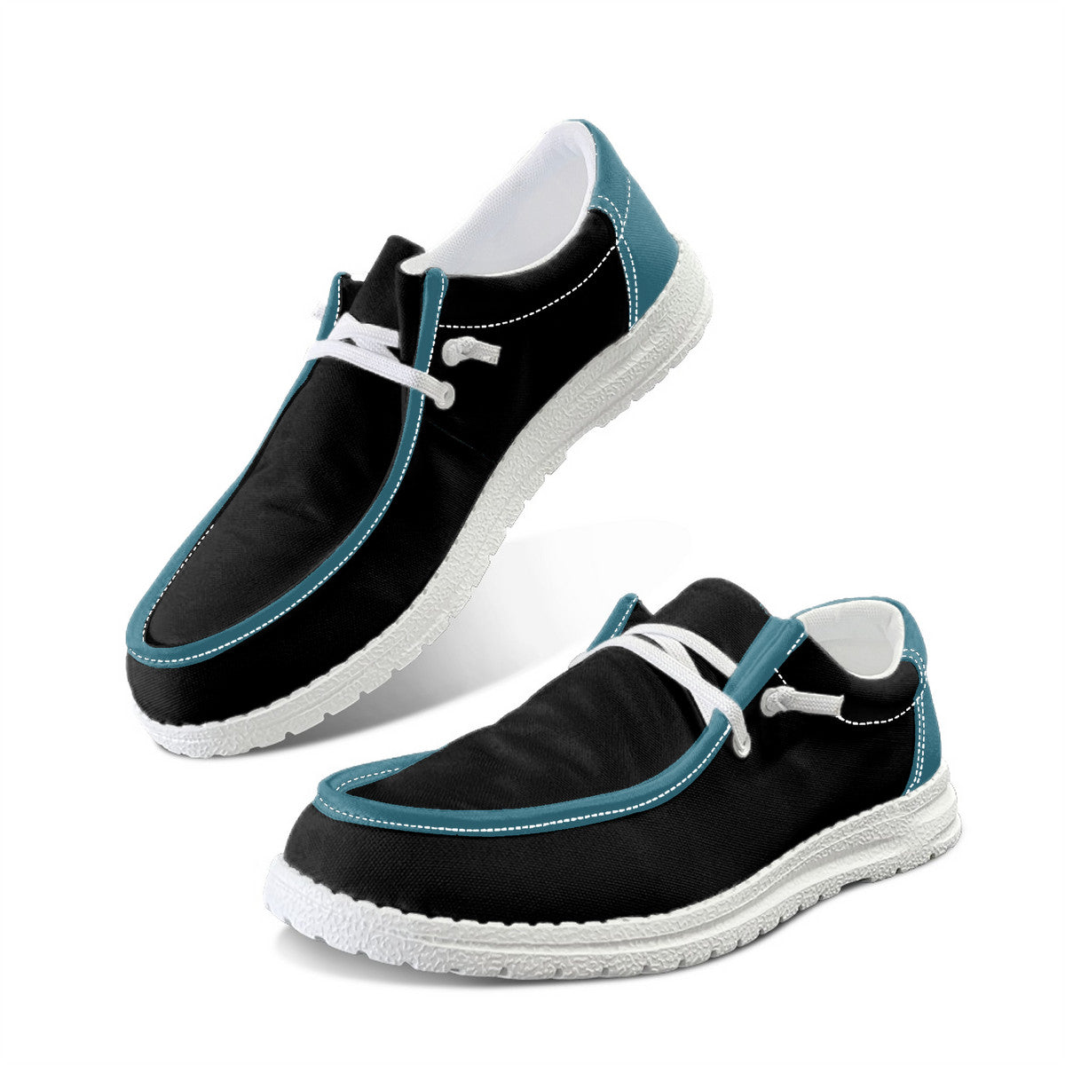 Black and Teal Canvas Loafers