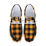 Orange Unisex Buffalo Plaid Canvas Loafers