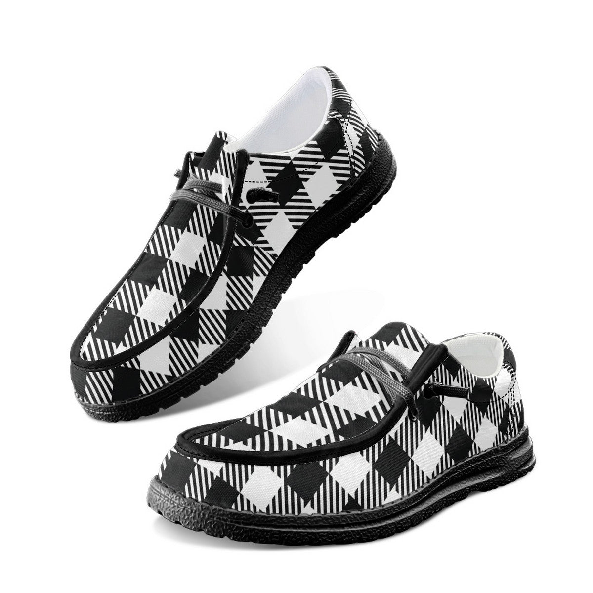 Black and White multicolor Unisex Canvas Loafers
